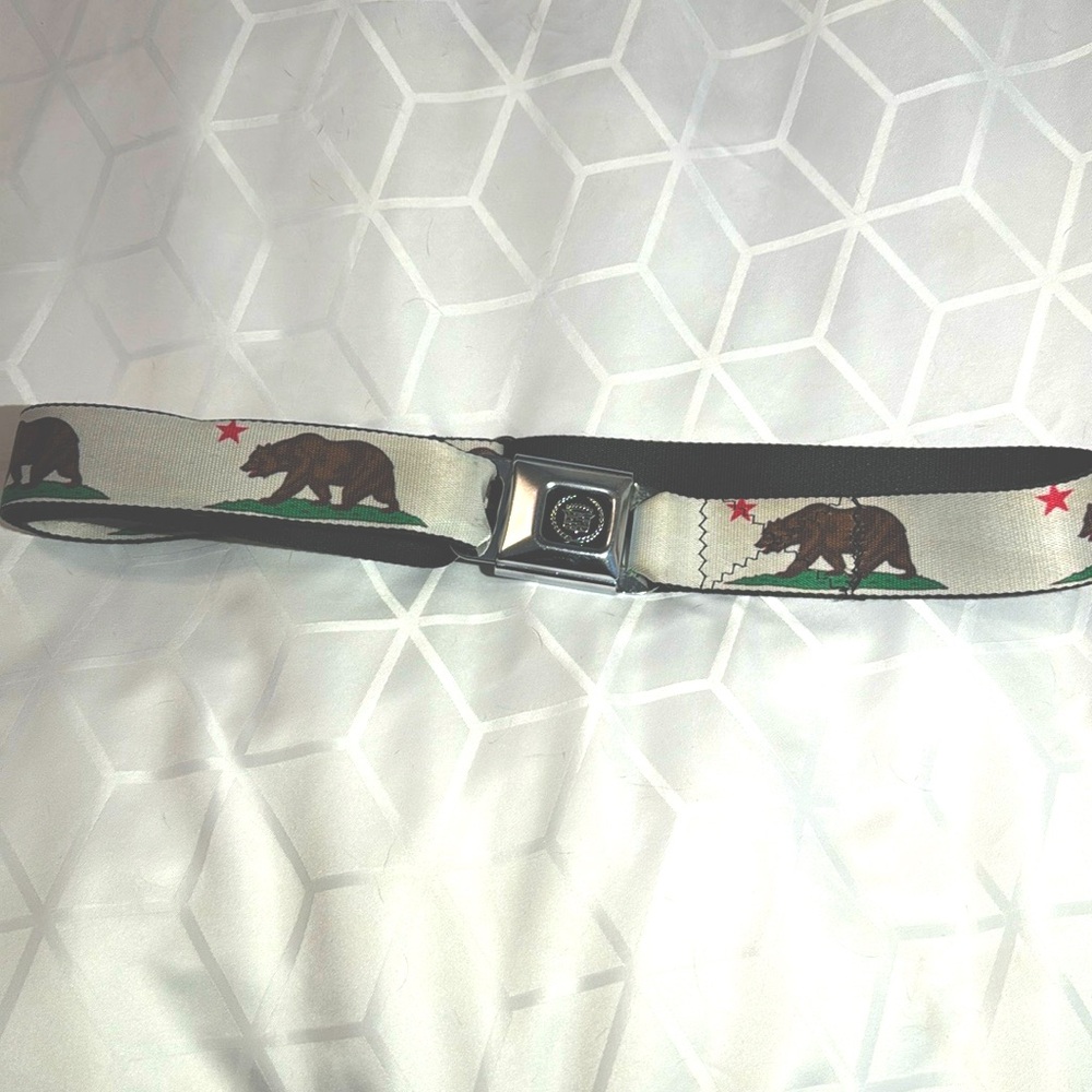 Buckle Down Belt Adult 40” Republic of California Grizzlie Bears Cadillac Buckle